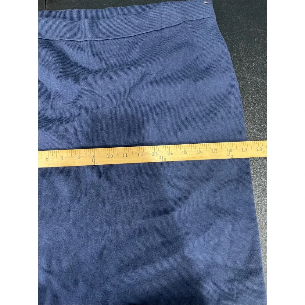 Tommy Jeans Skirt Womens XL Navy Blue Knit Pencil Midi Back Slit Cotton Heritage